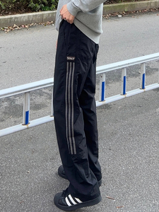 f2ocus裤子男夏季薄款美式三道杠透气休闲运动裤速干工装直筒卫裤