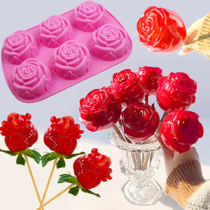 苹果玫瑰花模具硅胶草莓玫瑰糖葫芦圣诞玫瑰巧克力花型食品级磨具