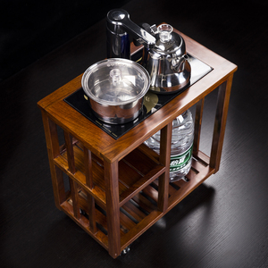 茶边柜实木新中式可移动茶柜架功夫茶具茶水台茶水柜架烧水台木质