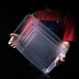 。亚克力透明凉菜塑料盘展示柜装菜盘子商用凉拌卤味长方形食品托