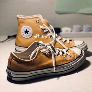 匡威Converse 1970s黄色高帮低帮板鞋绳鞭菌种栽培浴垫格纹