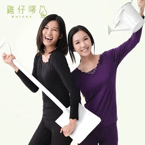 Chicks香港鸡仔唛女士纯莫代尔面料舒适柔软透气圆领修身上衣