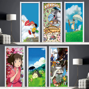 卡通宫崎骏龙猫门贴纸整张儿童学生宿舍动漫海报床头画墙贴衣柜贴