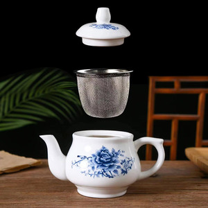 饭店餐饮酒店专用茶壶大容量 青花瓷长嘴小茶壶瓷器白瓷大喝茶壶