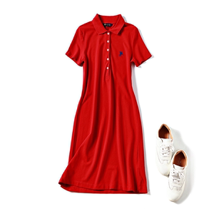 骑士polo连衣裙春款高级感春夏装2024年新款女设计感小众红色裙子