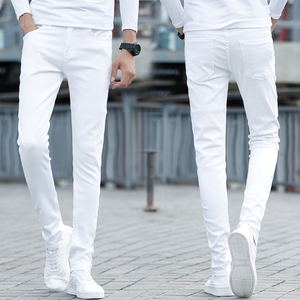 白色牛仔裤男ZARA秋冬季弹力修身小直筒休闲高弹显瘦韩版小脚裤子