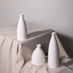 上新北欧韩风陶瓷干花白色花瓶插花客厅餐桌家居软装饰品摆件
