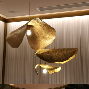 全铜后现代创意个性简约客厅餐厅酒店茶室吊灯服装店北欧荷叶灯具