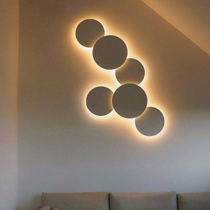 北欧日食组合壁灯现代简约过道背景墙灯创意个性圆形壁灯卧室床灯