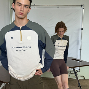 UMAMIISM 有茂密声速干防晒骑行跑步运动长袖半拉链训练服球衣T恤