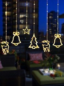 圣诞节星星麋鹿挂灯太阳能彩灯LED灯串闪灯庭院花园橱窗装饰夜灯