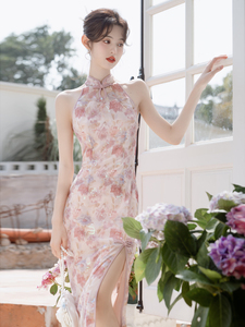 2024夏新中式改良旗袍年轻款高端气质少女优雅礼服长裙高级感日常