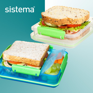 sistema 三明治便当盒保鲜盒水果餐盒家用三文治吐司外带饭盒盒子