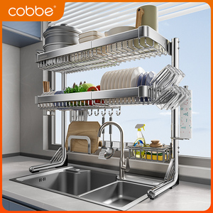 卡贝304不锈钢厨房水槽置物架碗架放碗盘沥水架多功能碗碟收纳架