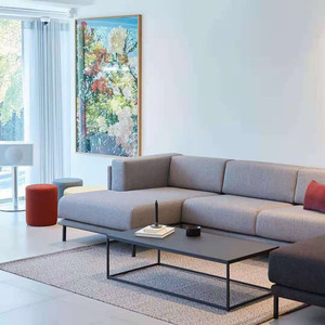 北欧极简设计师沙发小户型三人灰色转角组合意式轻奢乳胶布艺沙发