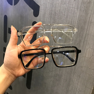 2018欧美风网红大方框倾斜镜片眼镜平光镜框架镜男女素颜百搭潮款