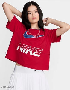 Nike/耐克24年女夏新款大勾子圆领透气印花休闲运动短袖T恤HF6291