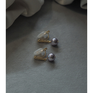 hzyeyuan紫珍珠锆石耳夹硅胶无耳洞耳环耳骨夹气质百搭耳饰90216
