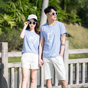 情侣装夏装韩版气质短袖t恤套装拍结婚照旅游衣服沙滩海边度假装