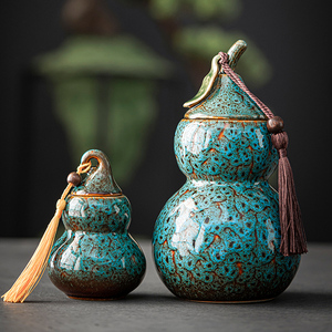 葫芦茶叶罐陶瓷小号便携家用密封罐创意个性普洱红茶存茶罐醒茶罐