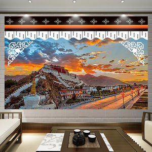 沙发背景布ins挂布 西藏布达拉宫宿舍装饰背景墙壁画客厅墙上挂画