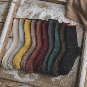 羊毛袜子女秋冬季中筒女袜加厚保暖条纹袜韩版潮袜日系堆堆女袜子