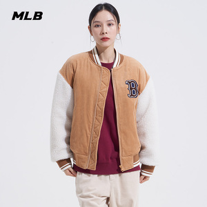 MLB官方 男女摇粒绒拼接棒球外套22夏季新款撞色保暖棉服潮JPB03