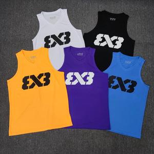 NEW赞助3v3背心fiba国际篮球三对三大师赛3X3运动热身美式无袖T恤