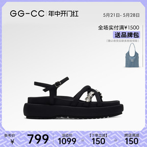 【海洋星钻】GGCC2024夏季新款时尚水钻厚底凉鞋搭裙子凉鞋外穿女
