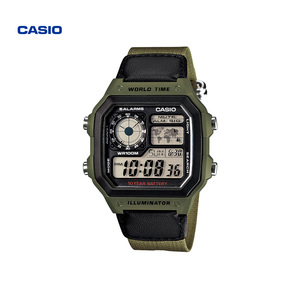 卡西欧旗舰店AE-1200WHB防水时尚手表，绿色，AE-1
