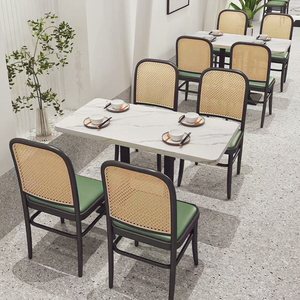 东南亚餐厅藤编餐椅铁艺卡座沙发定制港式茶餐厅餐桌椅 工厂直销