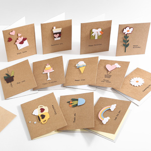 韩国创意复古生日祝福留言卡迷你立体粘贴儿童节日感谢小卡片纸