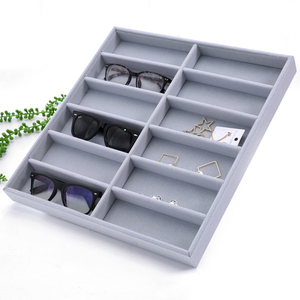高档眼镜展示架子绒布眼镜展示盒12付太阳镜展示盘 眼镜展示道具