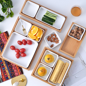 创意零食盒子干果盘子分格现代时尚个性家用客厅可爱水果盘分隔式