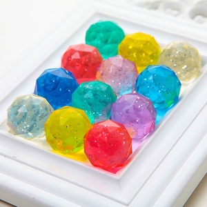 45号32号钻石型透明彩色水晶弹力球儿童橡胶浮水玩具跳跳球包邮
