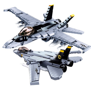 军事飞机F18大黄蜂战斗机F14熊猫大型轰炸机歼20歼击机小颗粒积木