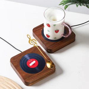 磁力胡桃相思木搅拌杯垫网红USB电磁陶瓷玻璃牛奶豆浆咖啡冲饮杯