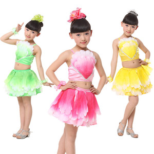 儿童女舞蹈服装表演服饰 舞台表演服装 儿童鲜花朵朵演出服装2024