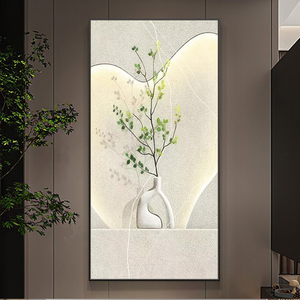 现代简约入户玄关装饰画治愈系绿植花瓶客厅楼梯间走廊过道墙挂画