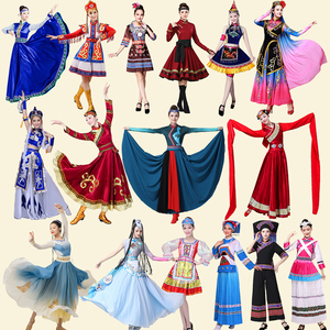 出租少数民族服装裕固族表演舞蹈演出服锡伯族土家族朝鲜服纳西族