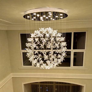 圆形花朵客厅水晶灯创意餐厅灯浪漫蝴蝶卧室灯楼梯间吊灯吊线灯具