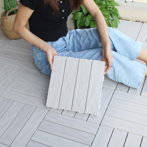 户外防腐木地板室外阳台生态木地板防水拼接自贴自拼塑木露台地板