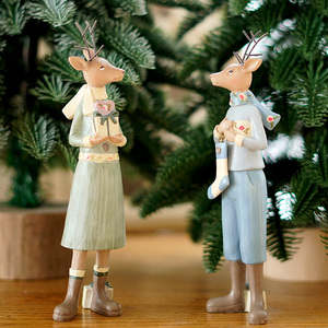 圣诞节装饰品创意礼品麋鹿桌面店面布置树脂摆件欧式鹿头