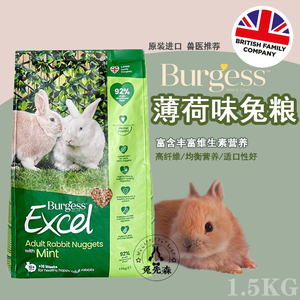 现货burgess英国布格斯薄荷兔粮牛至兔子宠物兔粮提摩西草兔饲料
