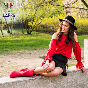 LAPPS双十一网红雨鞋女中筒防水防滑时尚糖果色弹力布透气雨靴