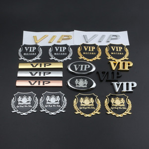 新款个性VIP车标汽车VIP字标侧标装饰贴改装金属尾标徽标JP车贴