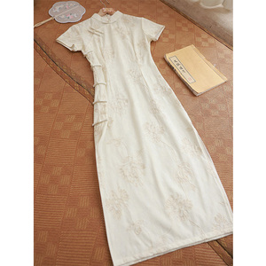 苏城日记低领夏季改良白色蕾丝新式旗袍新款2024新款少女年轻款
