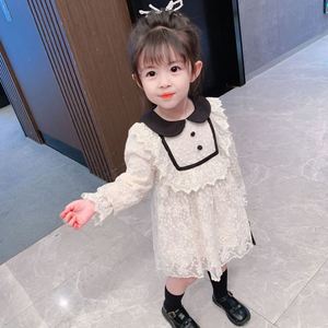 巴拉巴柆女童网红娃娃领1连衣裙韩版春季新款5岁儿童4洋气3花边蕾