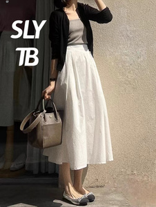 日本代购SLY TB白色设计感半身裙女2024年春夏季新款百搭公主裙子