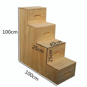 梯柜实木头多功能凳家用室内台阶登高移动抽屉简易储W物单侧楼梯